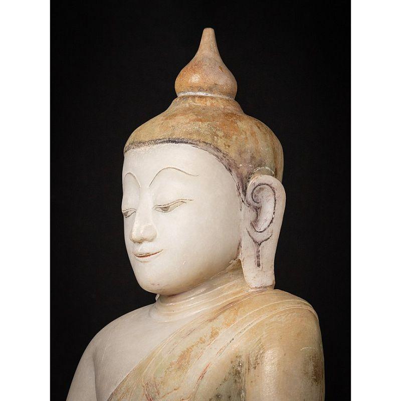 Very Special Antique Marble Burmese Buddha Statue from Burma For Sale 2
