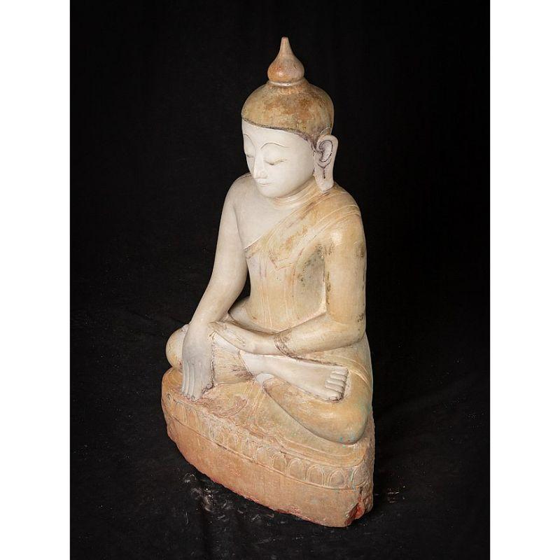 Very Special Antique Marble Burmese Buddha Statue from Burma For Sale 3