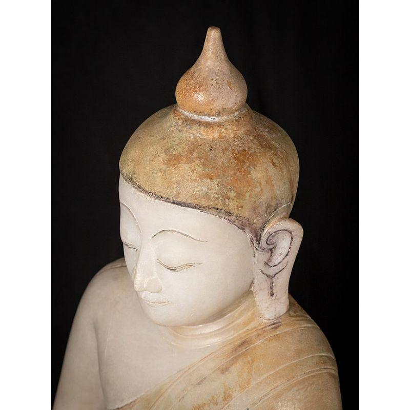 Very Special Antique Marble Burmese Buddha Statue from Burma For Sale 4