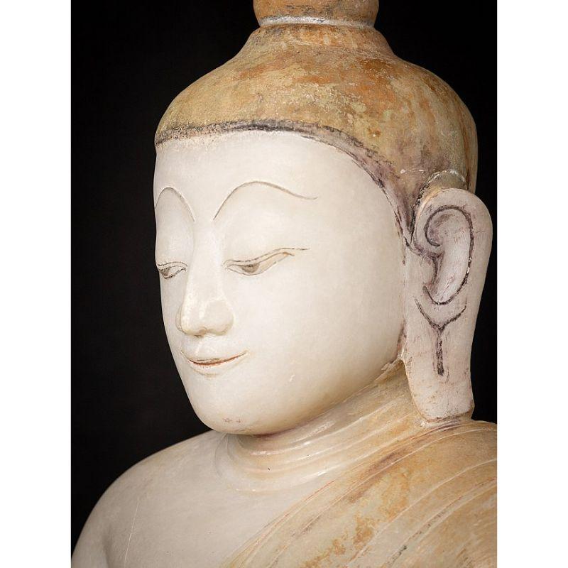 Very Special Antique Marble Burmese Buddha Statue from Burma For Sale 5