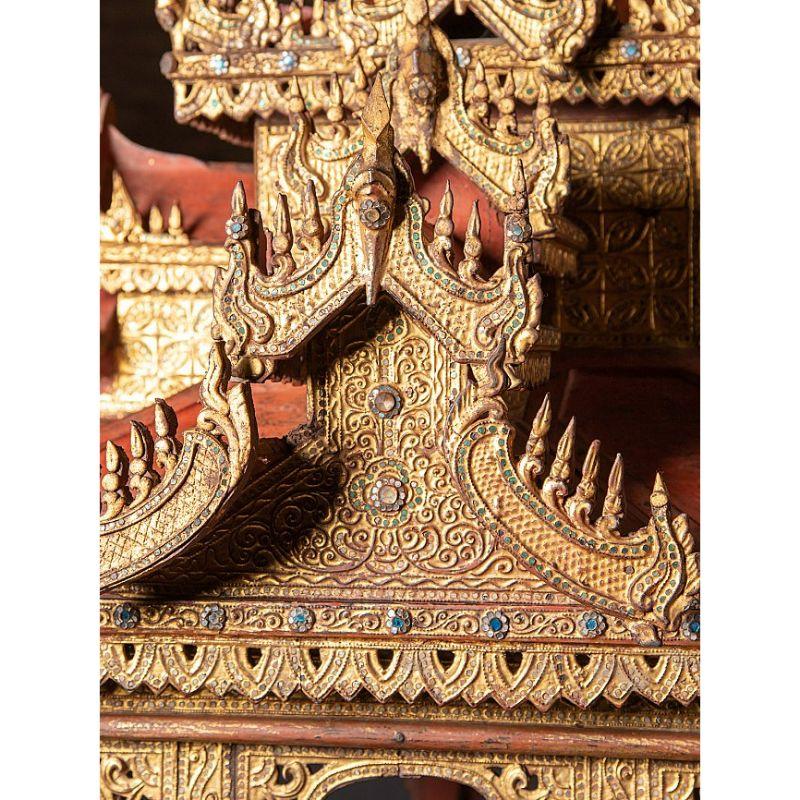 Templo Antiguo de Madera Muy Especial de Birmania Budas Originales en venta 5