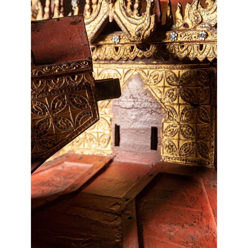 Templo Antiguo de Madera Muy Especial de Birmania Budas Originales en venta 6