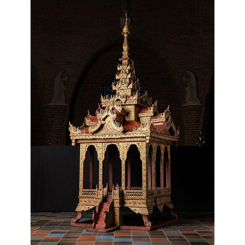Templo Antiguo de Madera Muy Especial de Birmania Budas Originales en venta 11