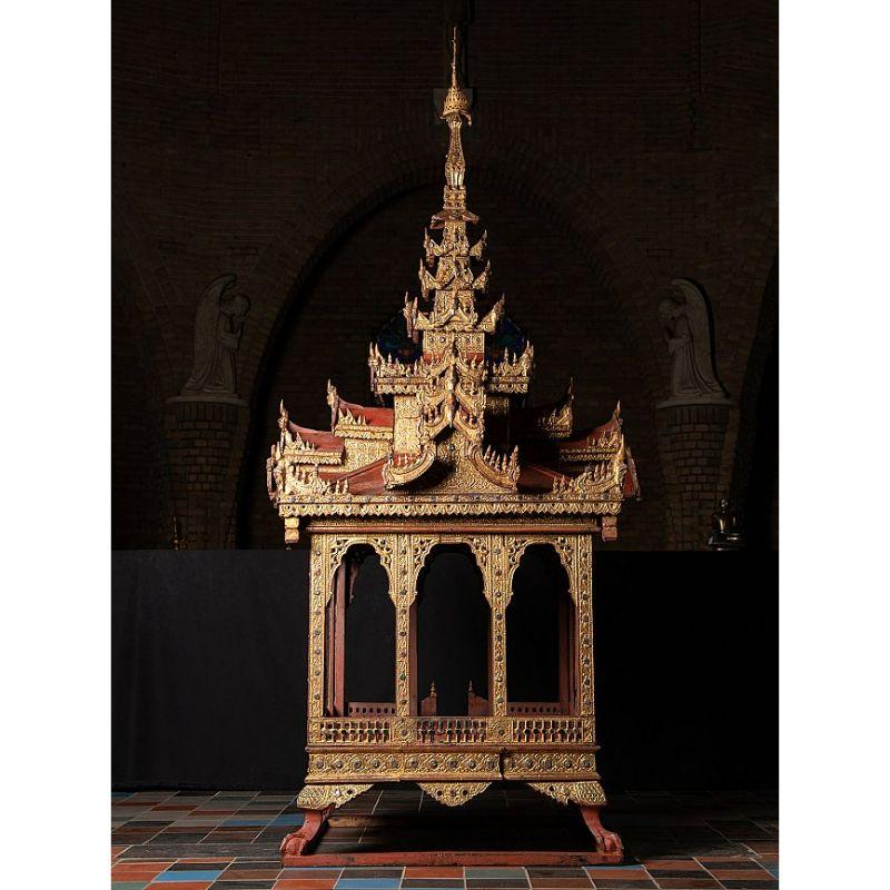 Templo Antiguo de Madera Muy Especial de Birmania Budas Originales en venta 13