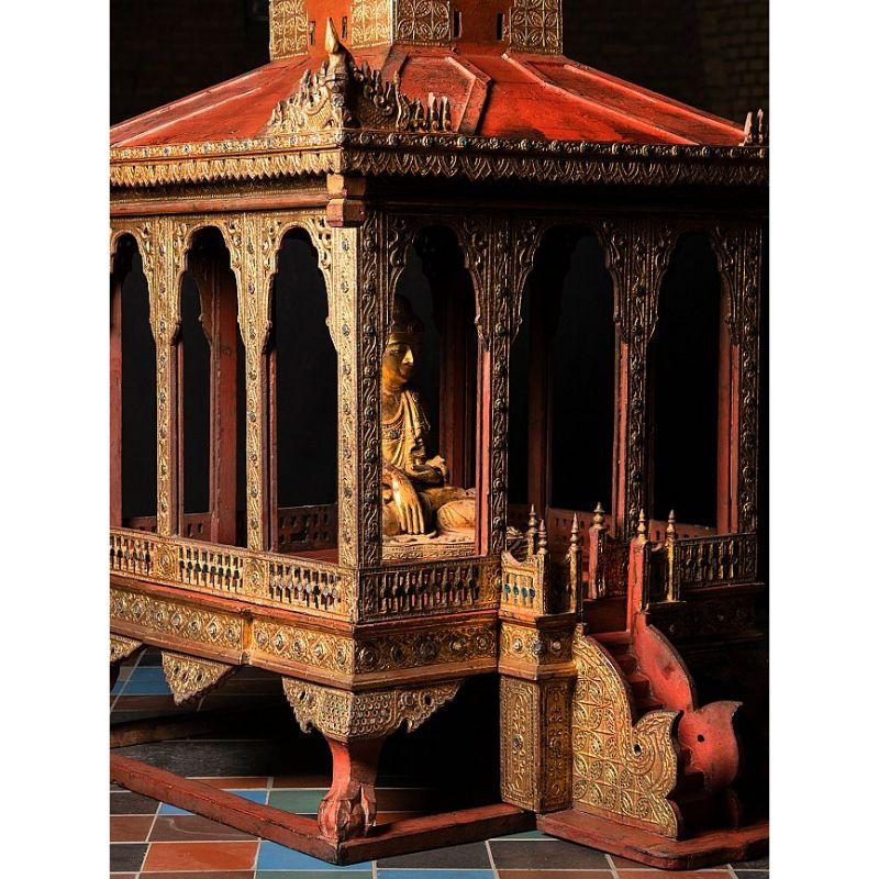 Templo Antiguo de Madera Muy Especial de Birmania Budas Originales en venta 15