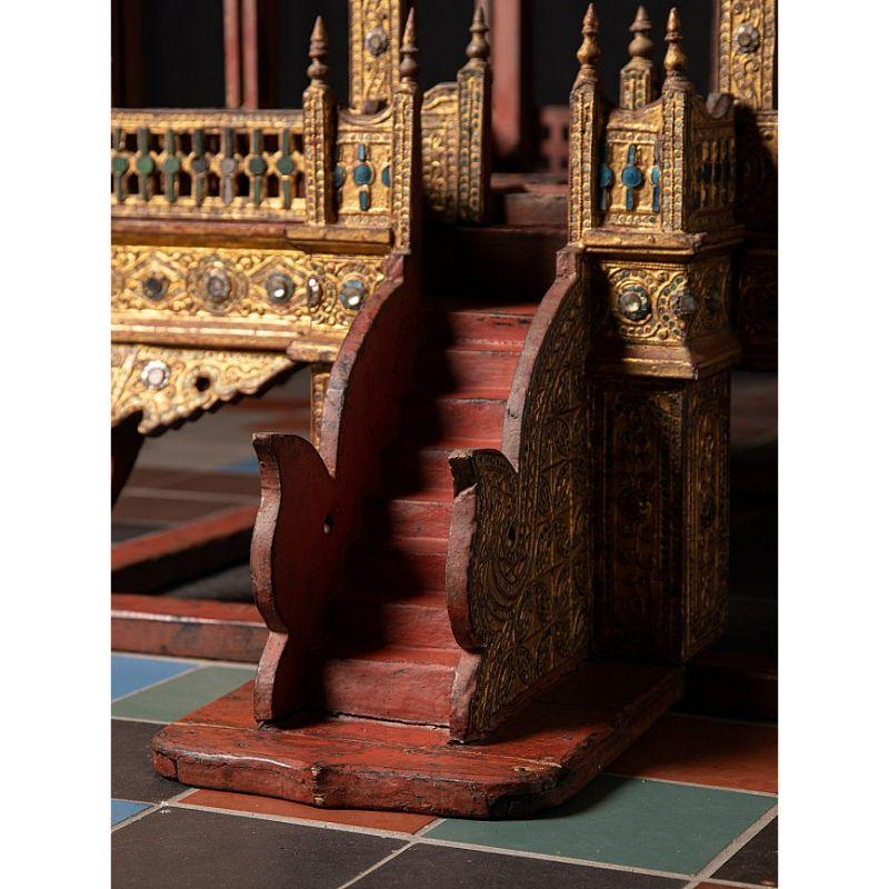 Templo Antiguo de Madera Muy Especial de Birmania Budas Originales Birmano en venta