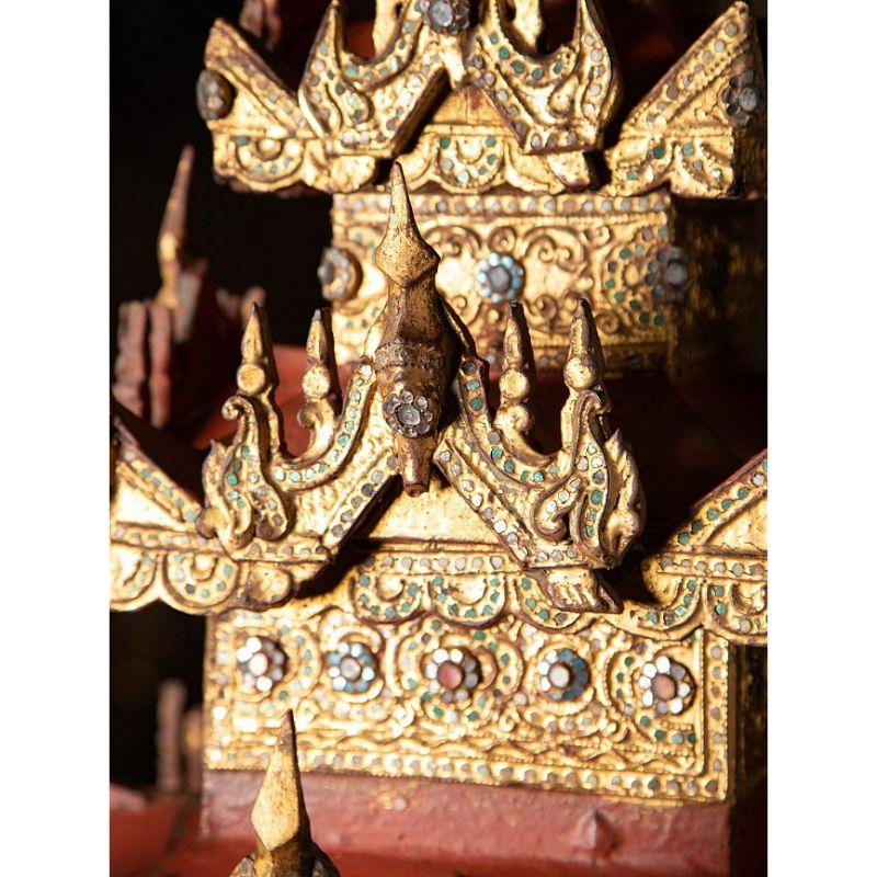 Templo Antiguo de Madera Muy Especial de Birmania Budas Originales en venta 4