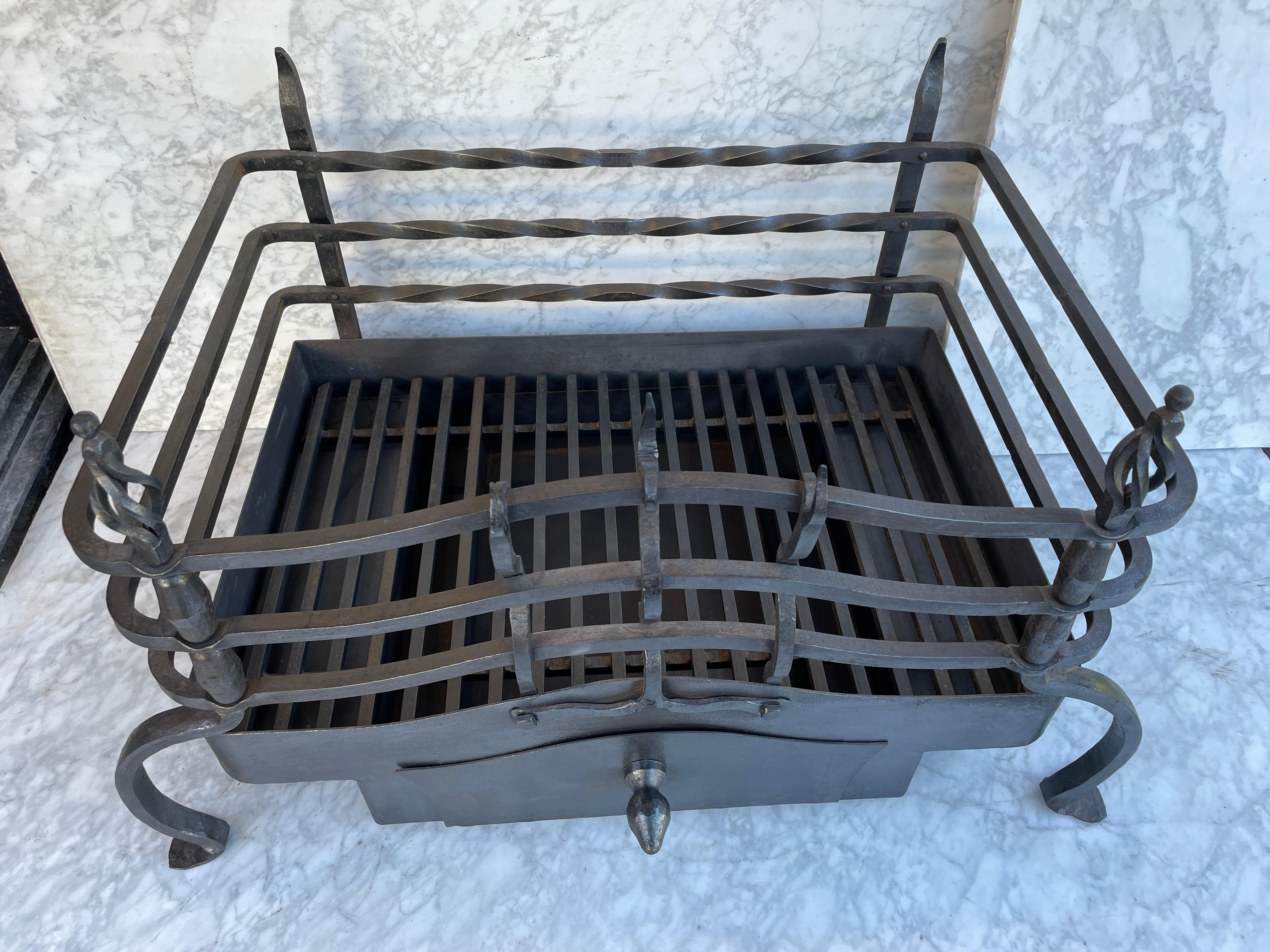 French Very Special Arts and Craft Movement Antique Fireplace Grate or Basket For Sale