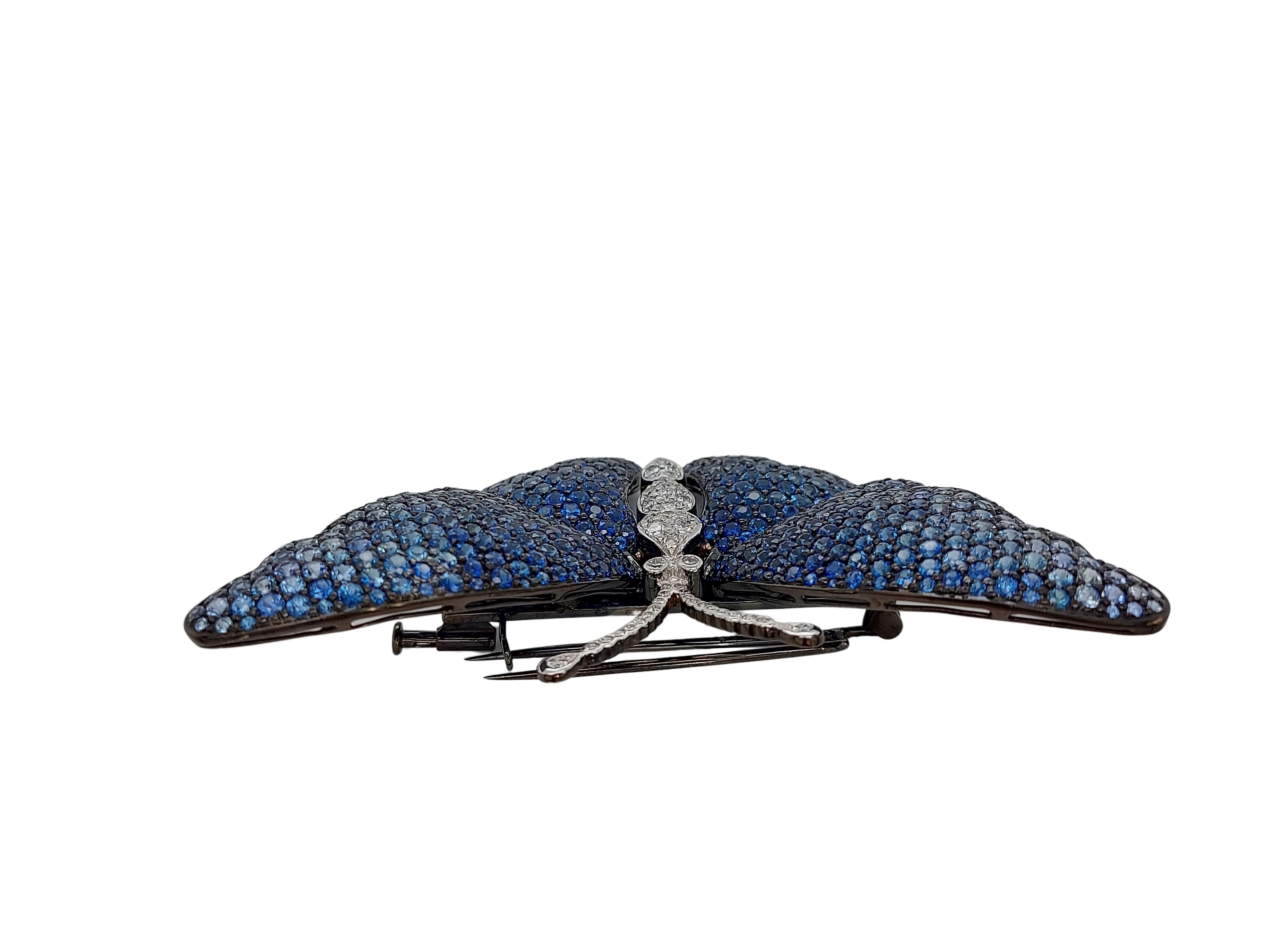 Artisan Very Special Butterfly Brooch with 9.55ct Blue Sapphires and 0.62ct Diamonds