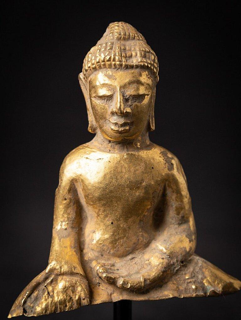 Wood Very Special Golden Pyu Buddha, Hammered from Solid Gold from Burma For Sale