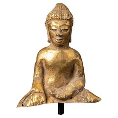 Sehr besonderer goldener Pyu-Buddha aus massivem Gold aus Burma, gehämmert