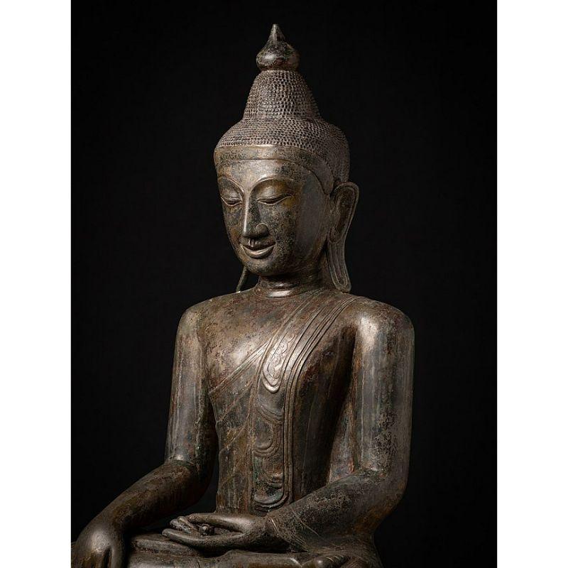 18th Century and Earlier Very special large bronze Shan Buddha from Burma For Sale