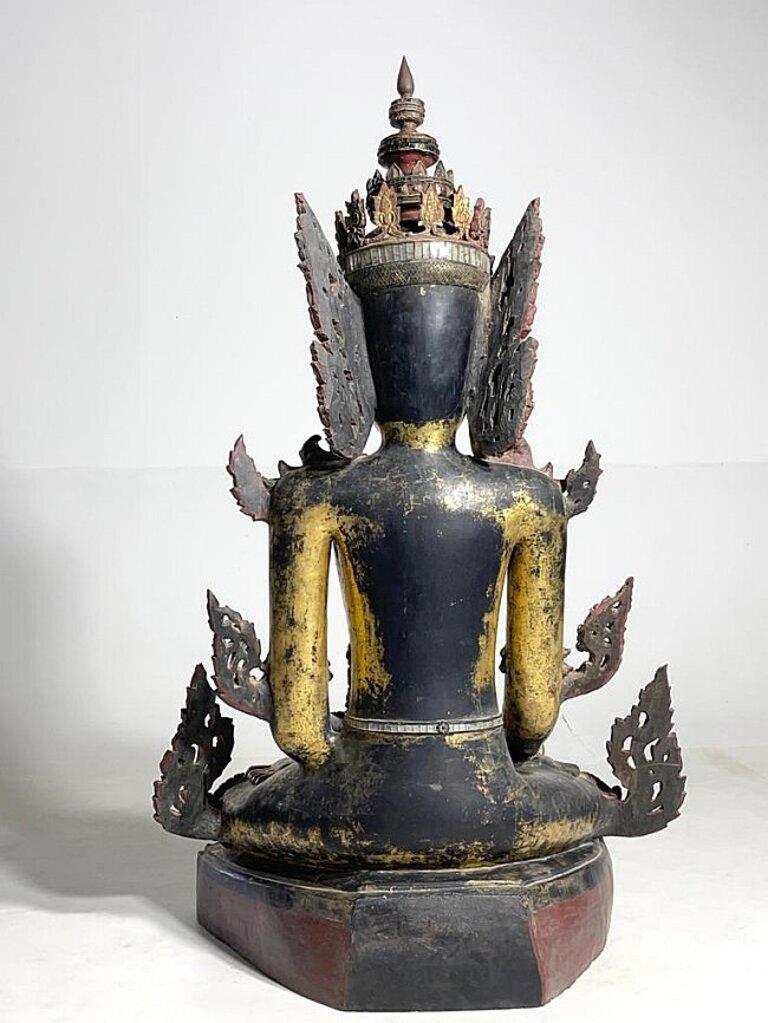 18th Century and Earlier Very special large Burmese Shan Buddha statue from Burma For Sale