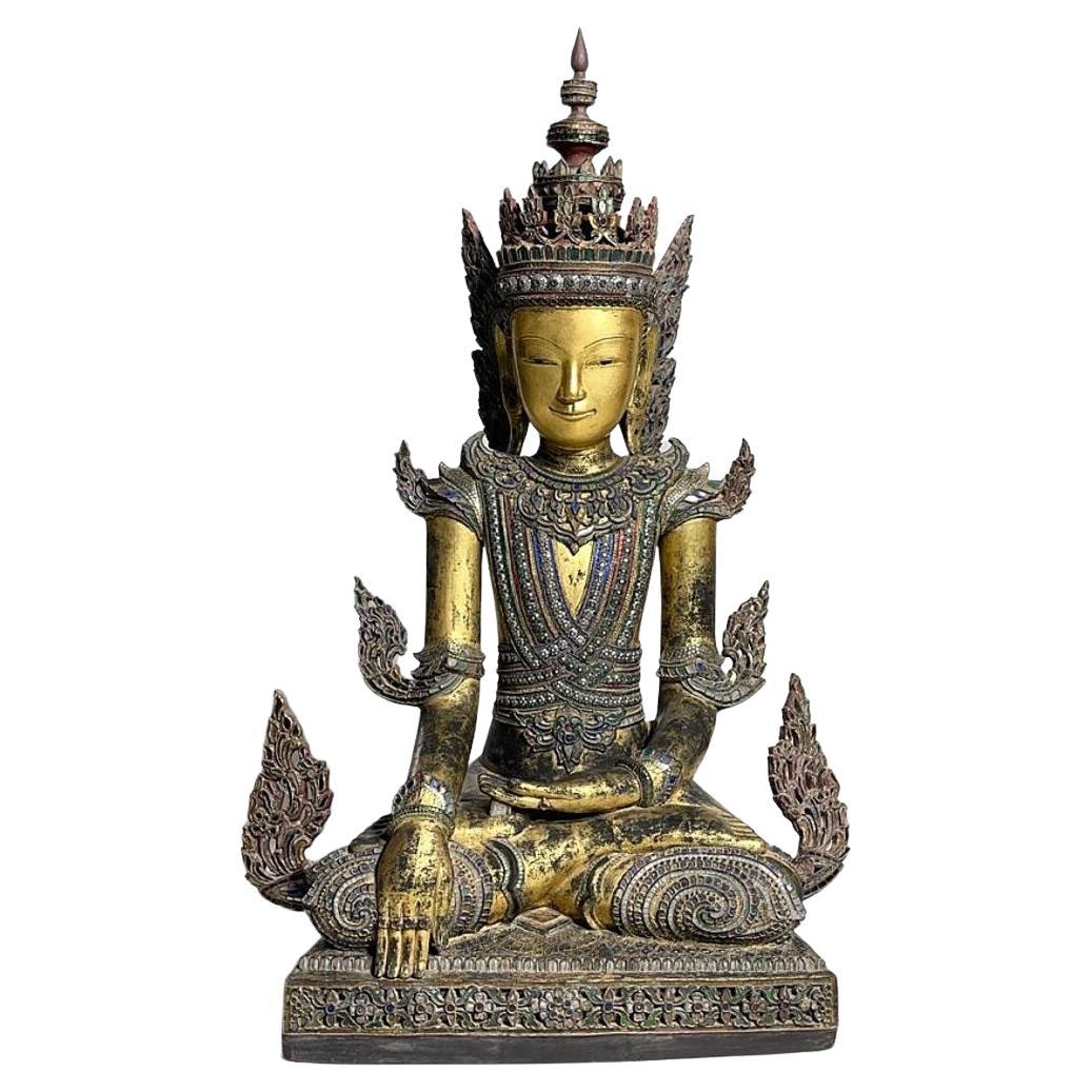 Very special large Burmese Shan Buddha statue from Burma For Sale