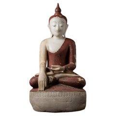 Bouddha en albâtre de qualité muséale de Birmanie