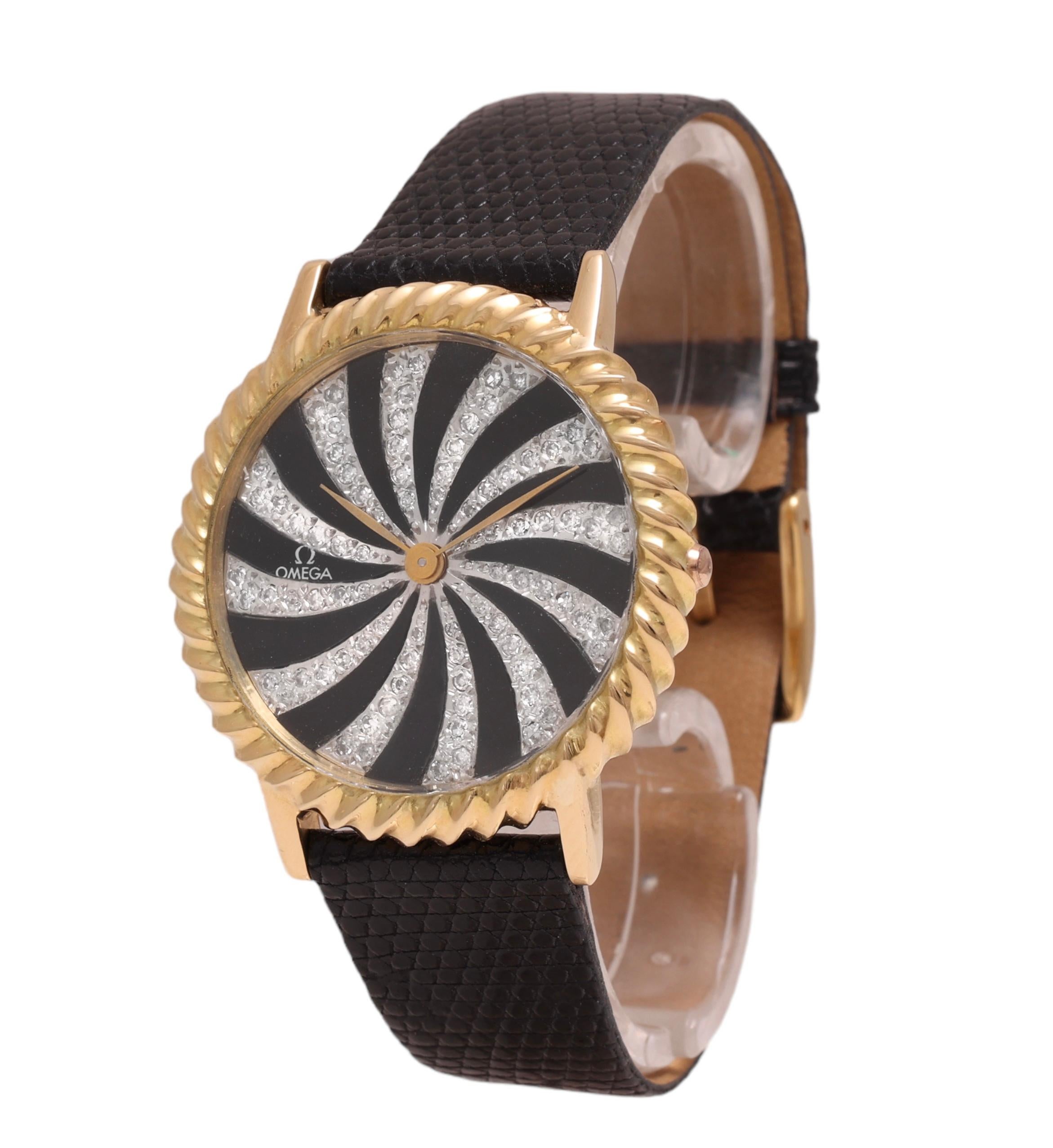 Sehr spezielle Omega-Armbanduhr in 18 kt. Gelbgold (Brillantschliff)