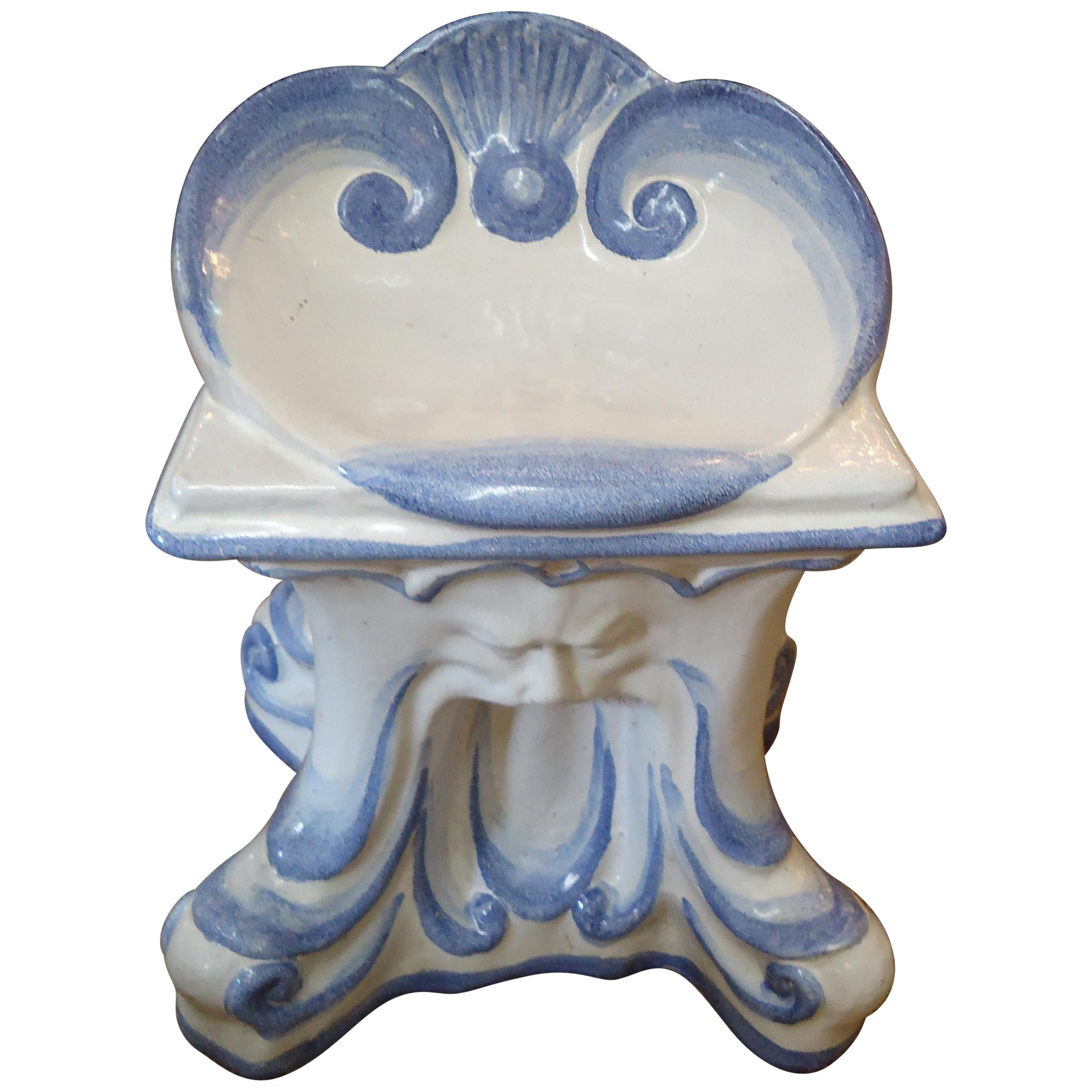 Very Special Vintage Italian Glazed Terracotta Garden Stool