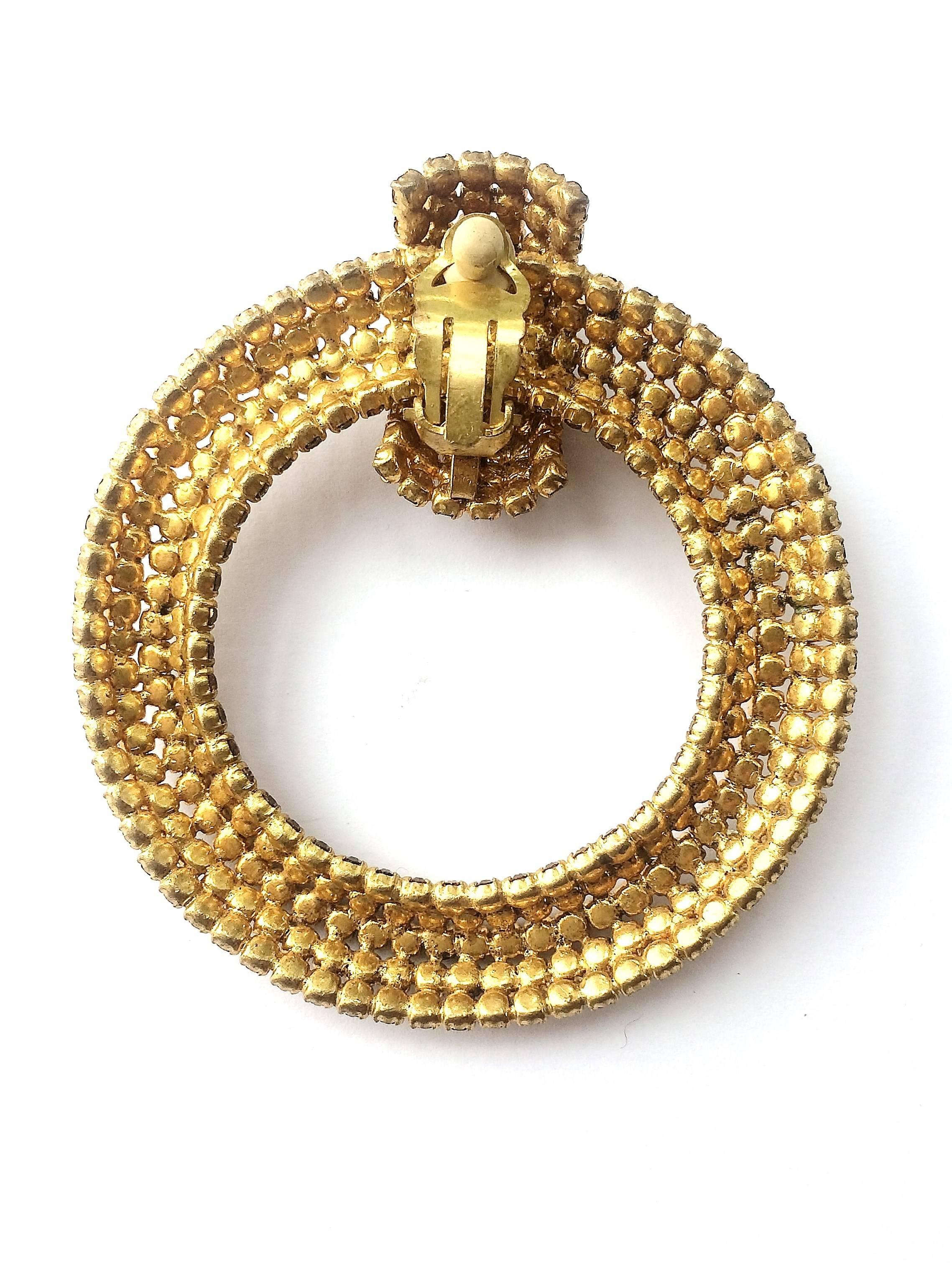 Modern  Very spectacular golden paste 'hoop' earrings, Roger JeanPierre, France, 1960s.