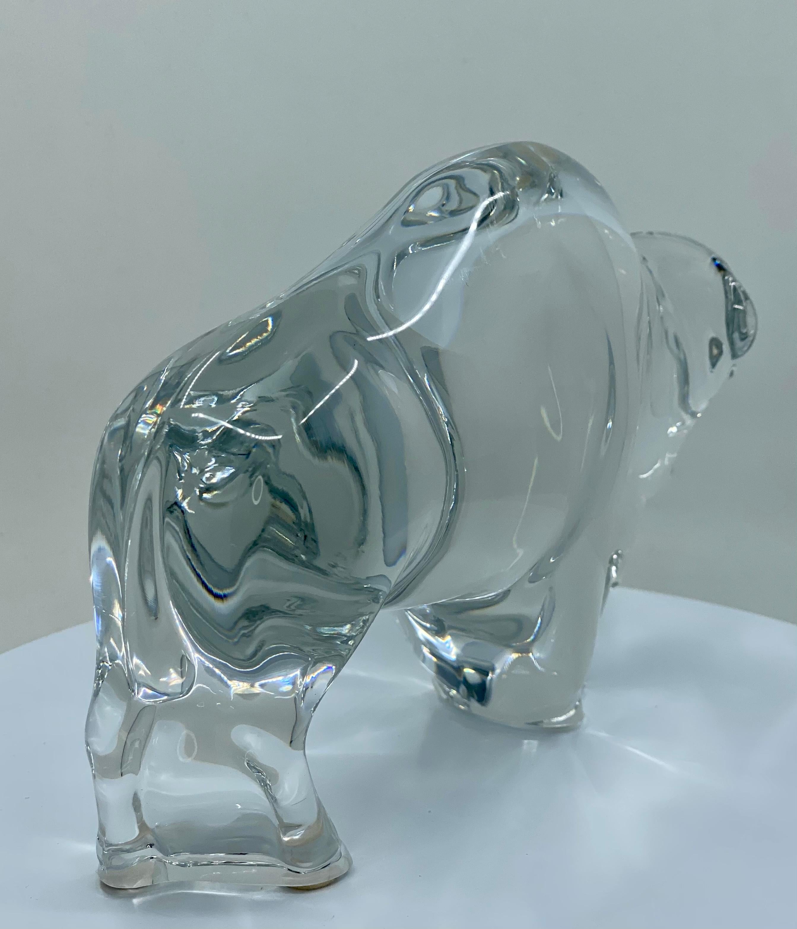 Modern Very Stately Baccarat France Crystal Buffalo Animal Figurine