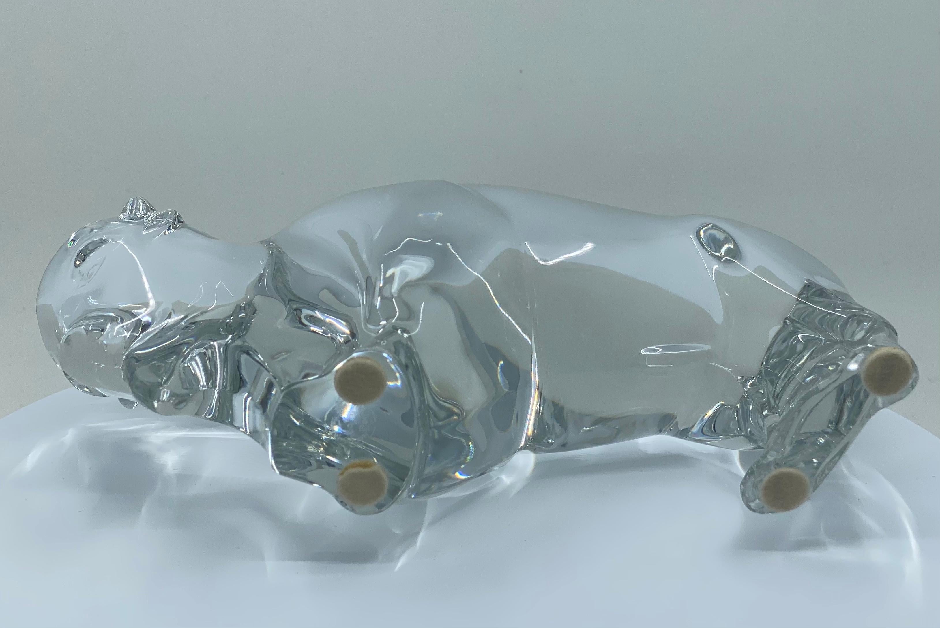 Very Stately Baccarat France Crystal Buffalo Animal Figurine In Good Condition In Tustin, CA
