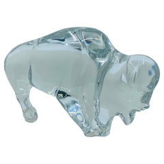 Very Stately Baccarat France Crystal Buffalo Animal Figurine