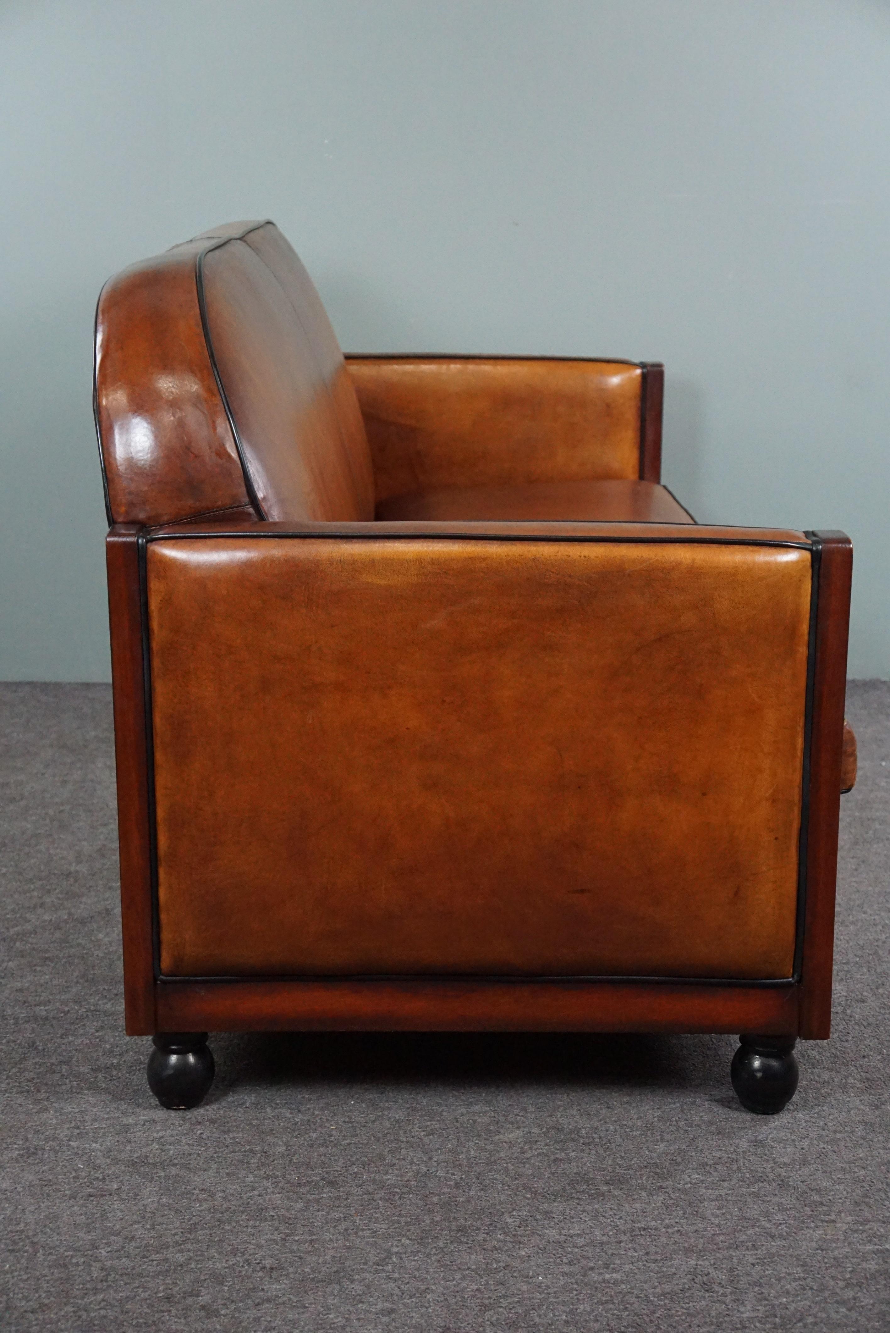 Dutch Very striking Art Deco sheepskin 2.5 seater sofa For Sale