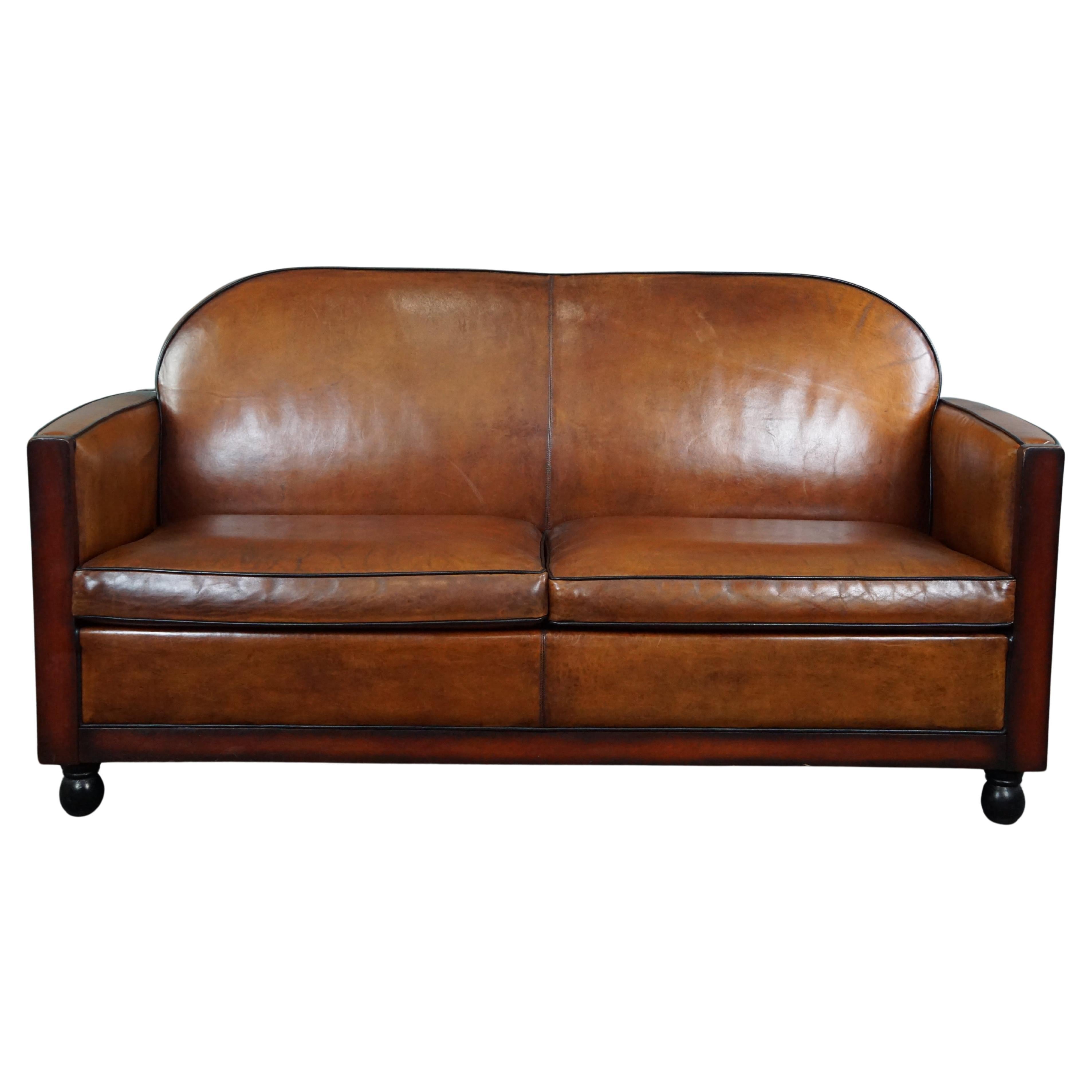 Very striking Art Deco sheepskin 2.5 seater sofa For Sale