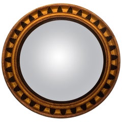 Very Striking Large Round Regency Black and Gold Mirror