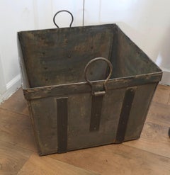 Very Strong Industrial Look Iron Banded Log Box  A good Strong Metal Log Box