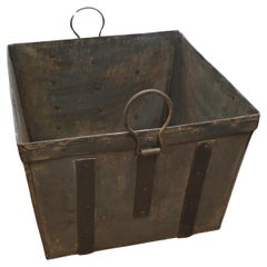 Very Strong Industrial Look Iron Banded Log Box  A good Strong Metal Log Box  