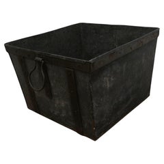 Very Strong Industrial Look Iron Banded Log Box  A good Strong Metal Log Box wit
