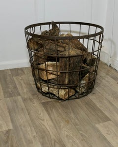 Very Strong Industrial Look Iron Log Basket  A good Strong Metal Log Carrier