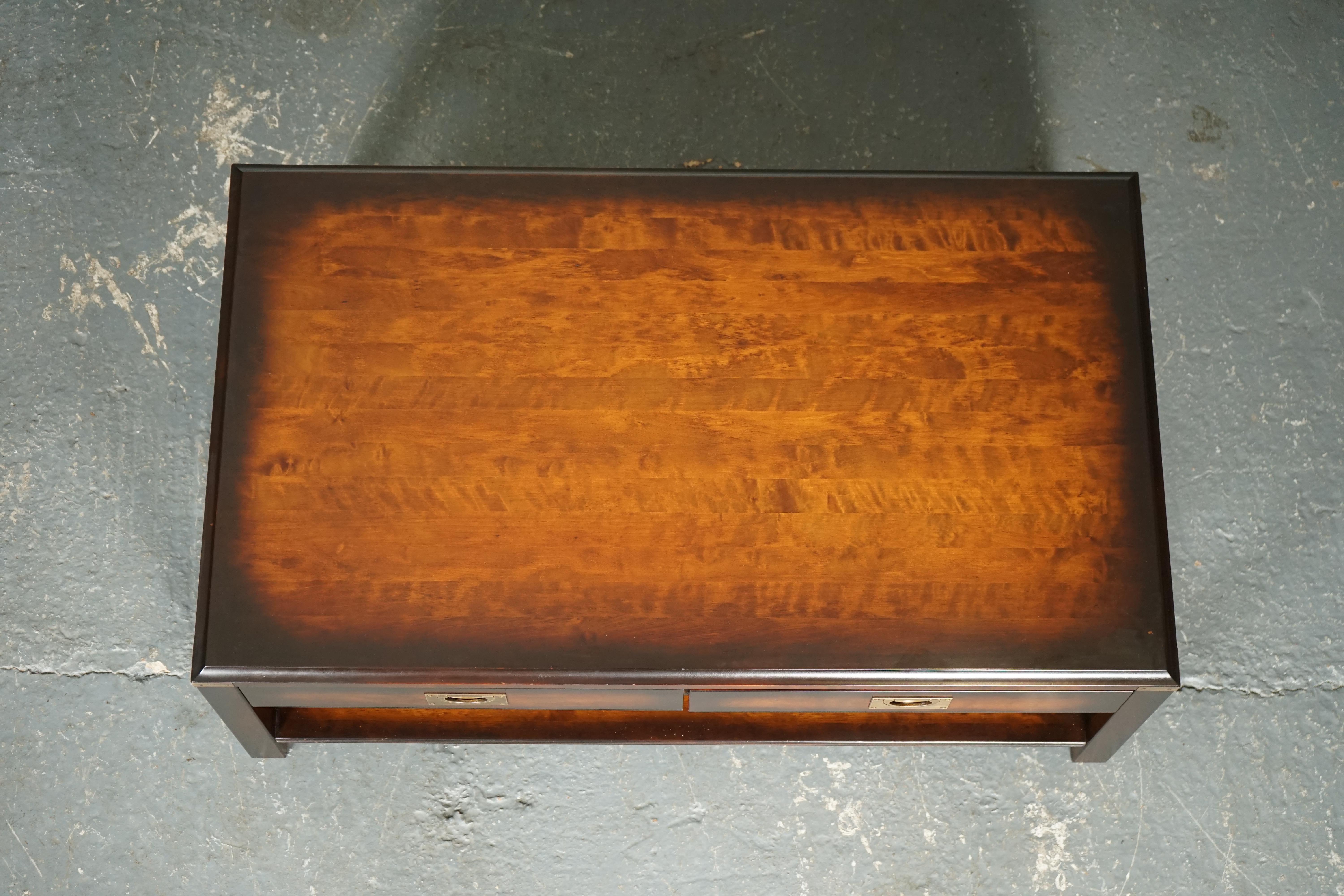 Very Stunning Vintage Military Campaign Mahogany & Brass Coffee Table 4