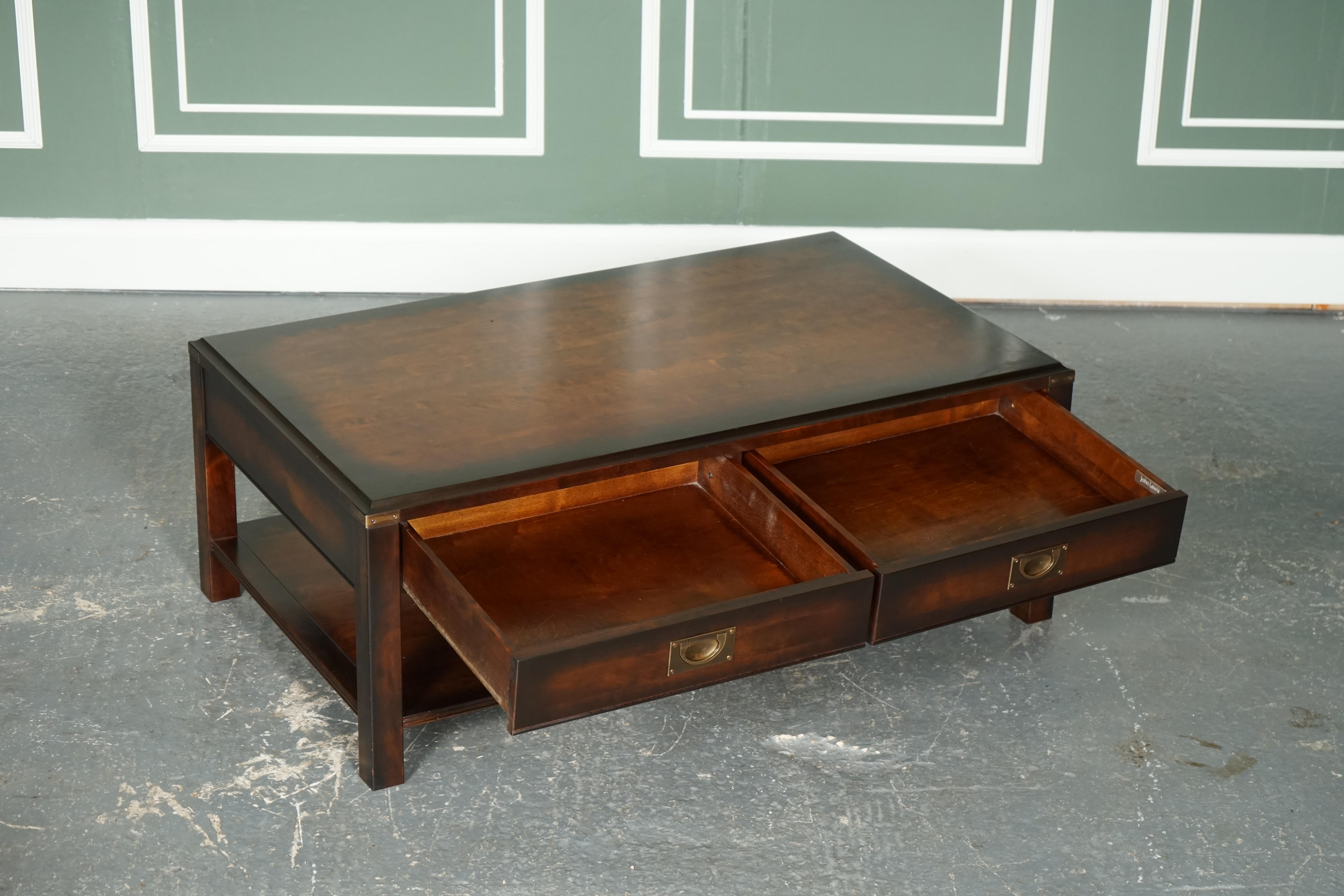 British Very Stunning Vintage Military Campaign Mahogany & Brass Coffee Table