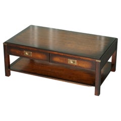Very Stunning Vintage Military Campaign Mahogany & Brass Coffee Table