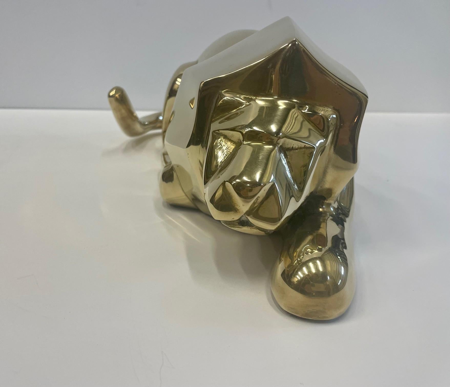 American Very Stylish Cast Brass Lion Sculpture