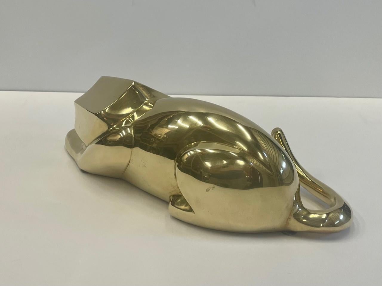 Very Stylish Cast Brass Lion Sculpture 1