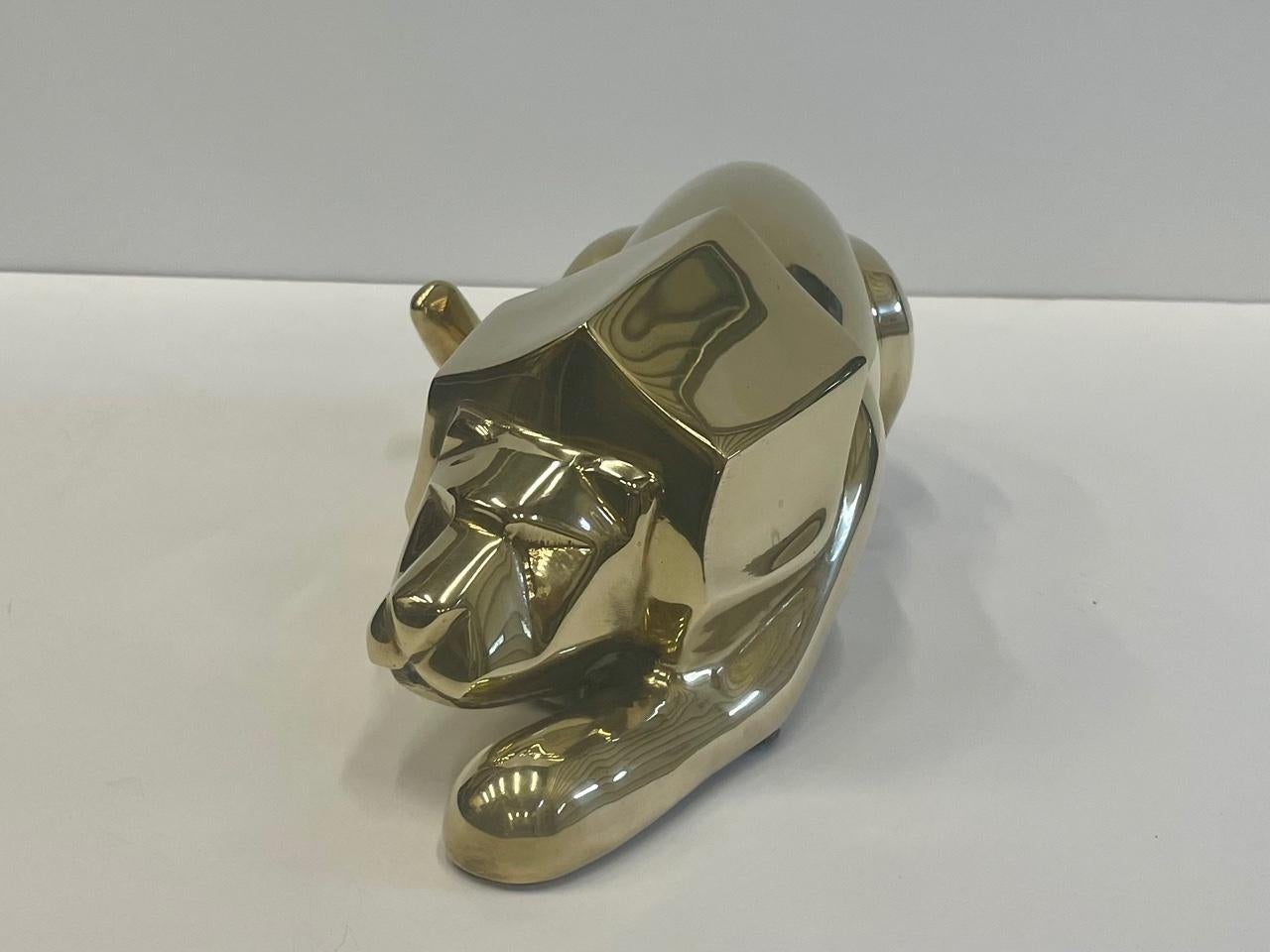 Very Stylish Cast Brass Lion Sculpture 3