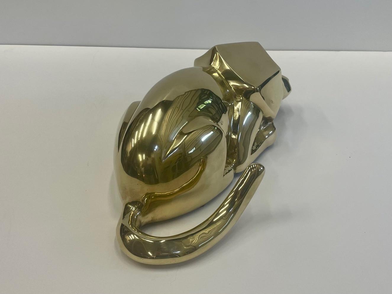 Very Stylish Cast Brass Lion Sculpture 4