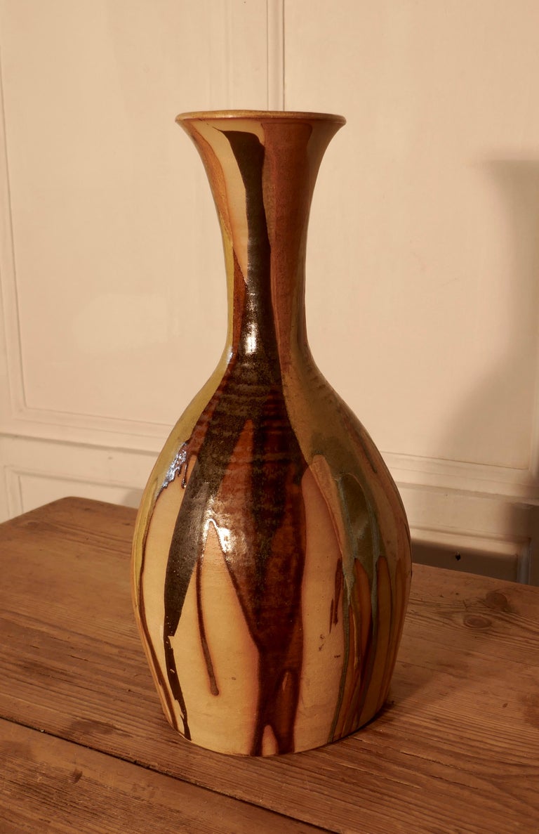 Very Stylish Drip Glazed Folk Art Vase For Sale at 1stDibs