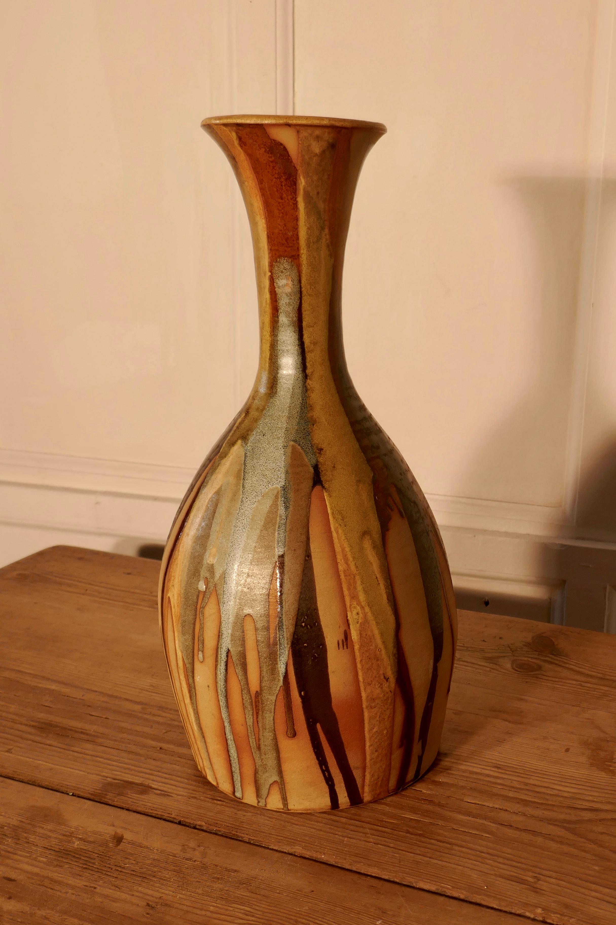 Very Stylish Drip Glazed Folk Art Vase In Good Condition For Sale In Chillerton, Isle of Wight