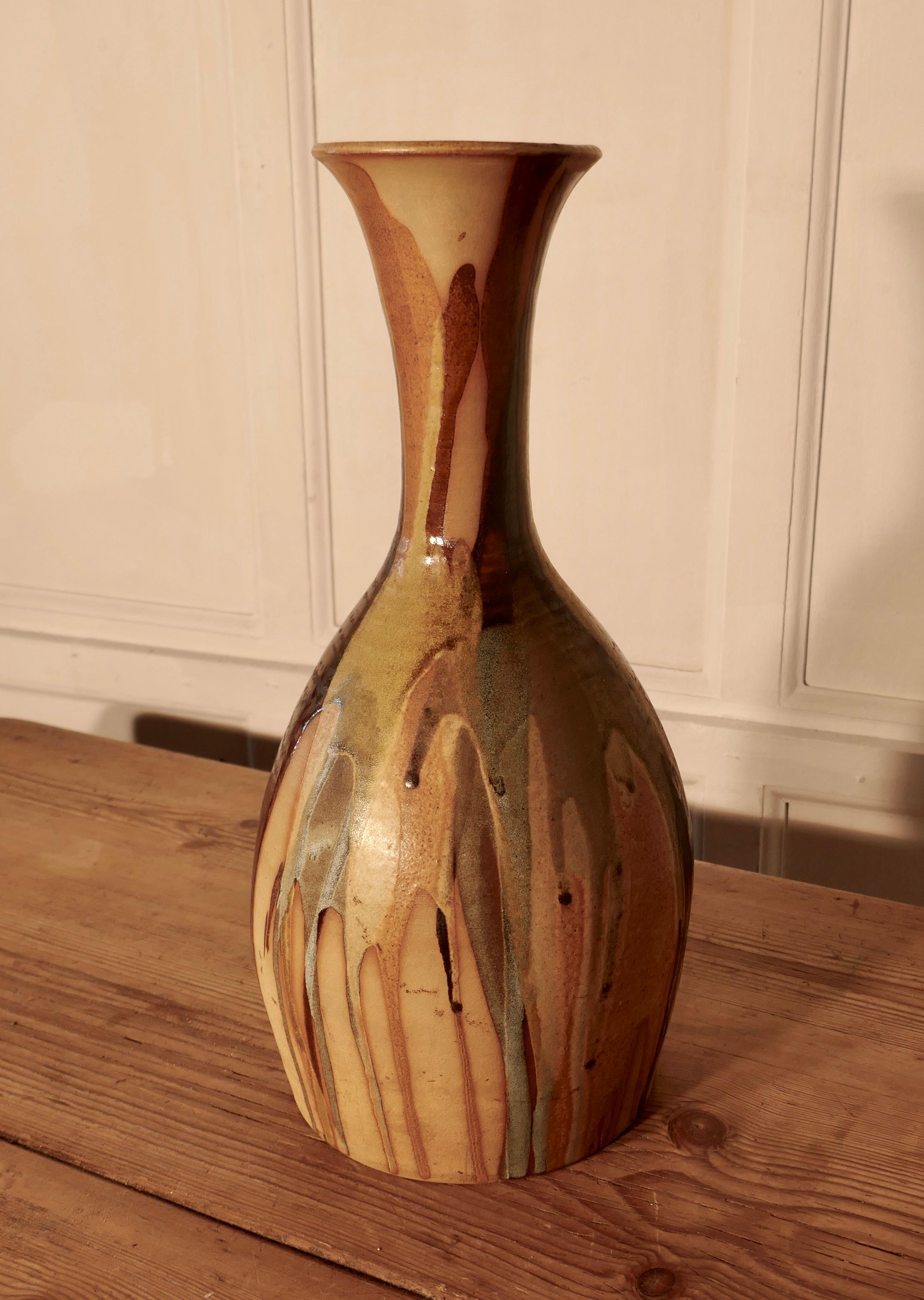 Mid-20th Century Very Stylish Drip Glazed Folk Art Vase For Sale