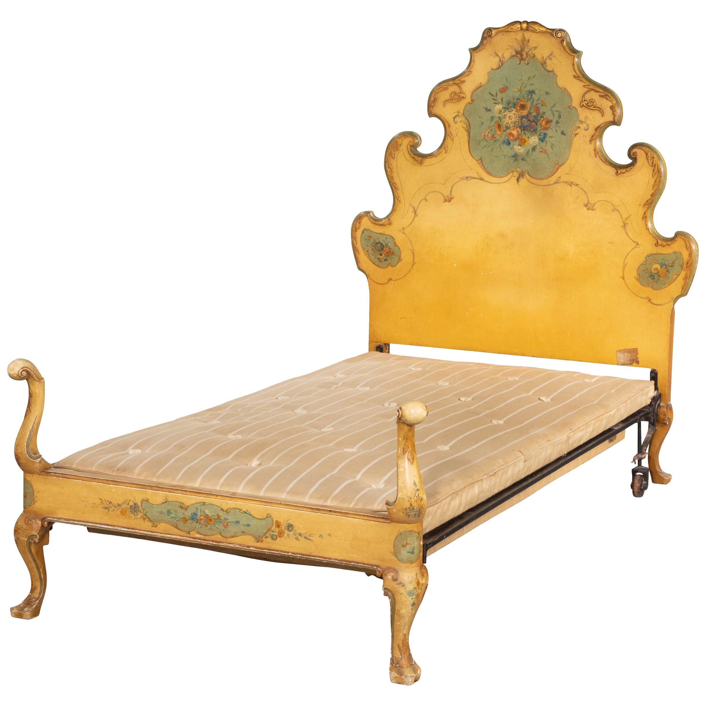 Very Stylish Early 20th Century Single Bed with a Rococo Headboard