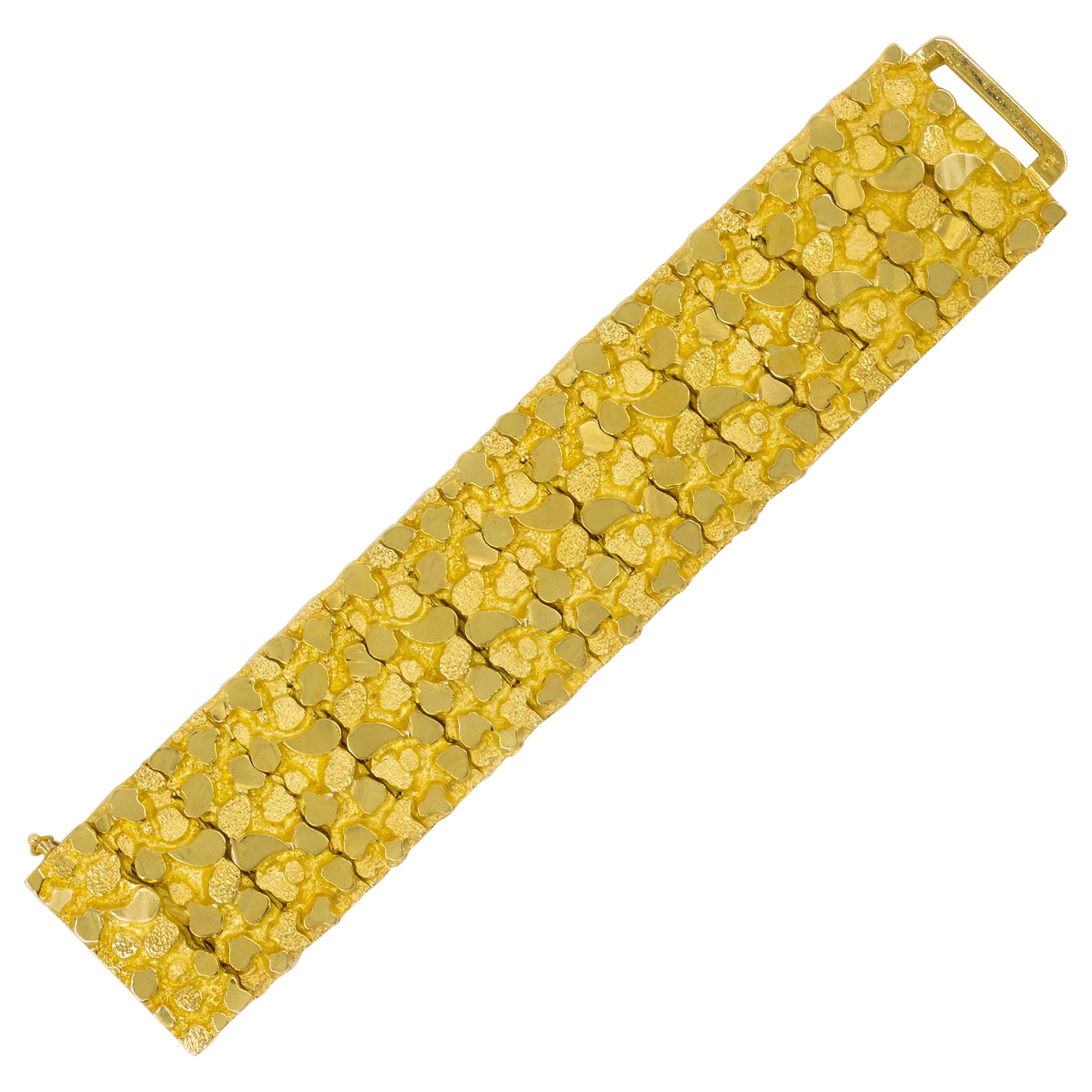 Très important bracelet en or jaune 14k "Nugget" de succession