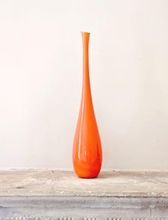 Very Tall 1970s Orange Murano Glass Vase by Franco Campo & Carlo Graffi