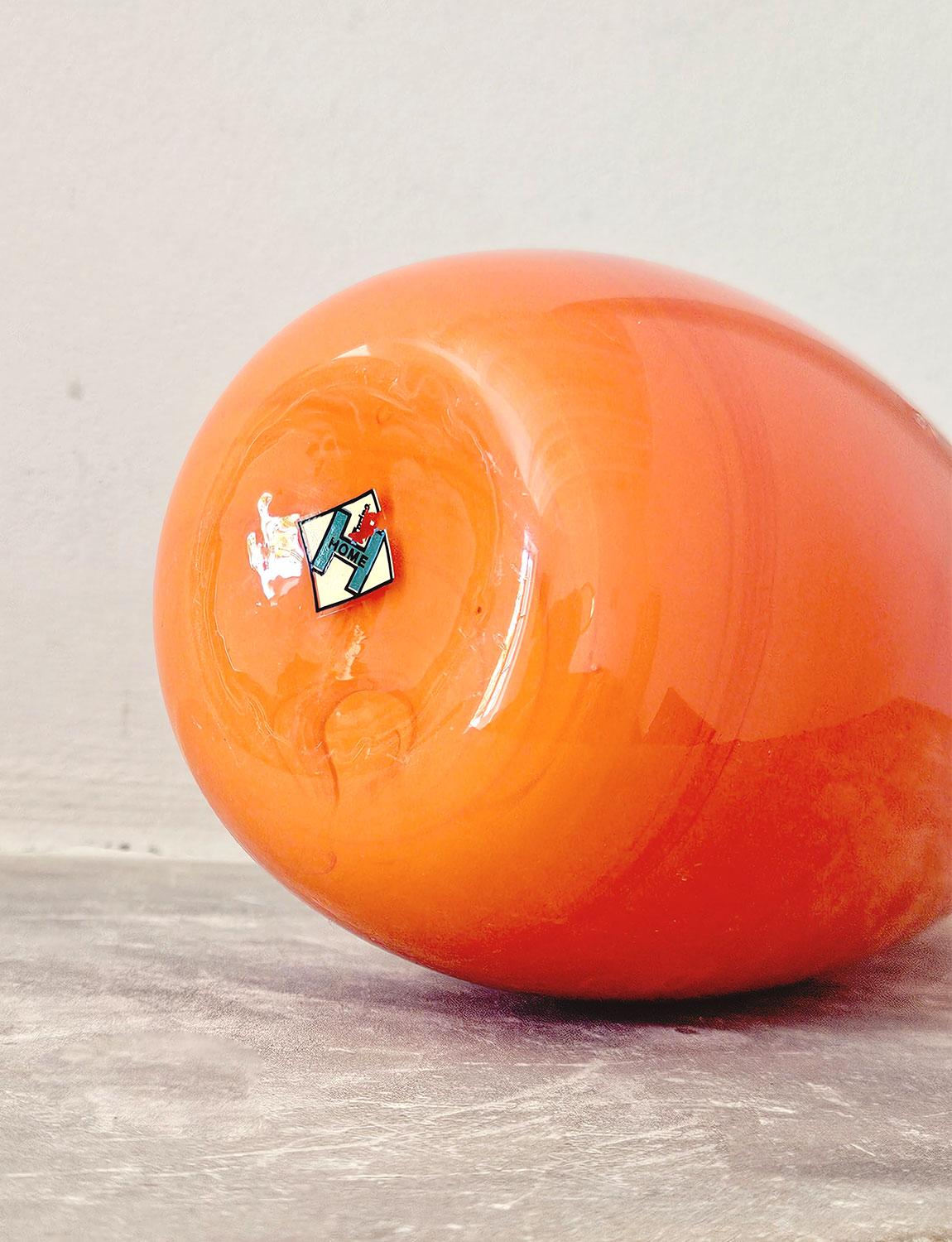 Italian Very Tall 1970s Orange Murano Glass Vase by Franco Campo & Carlo Graffi