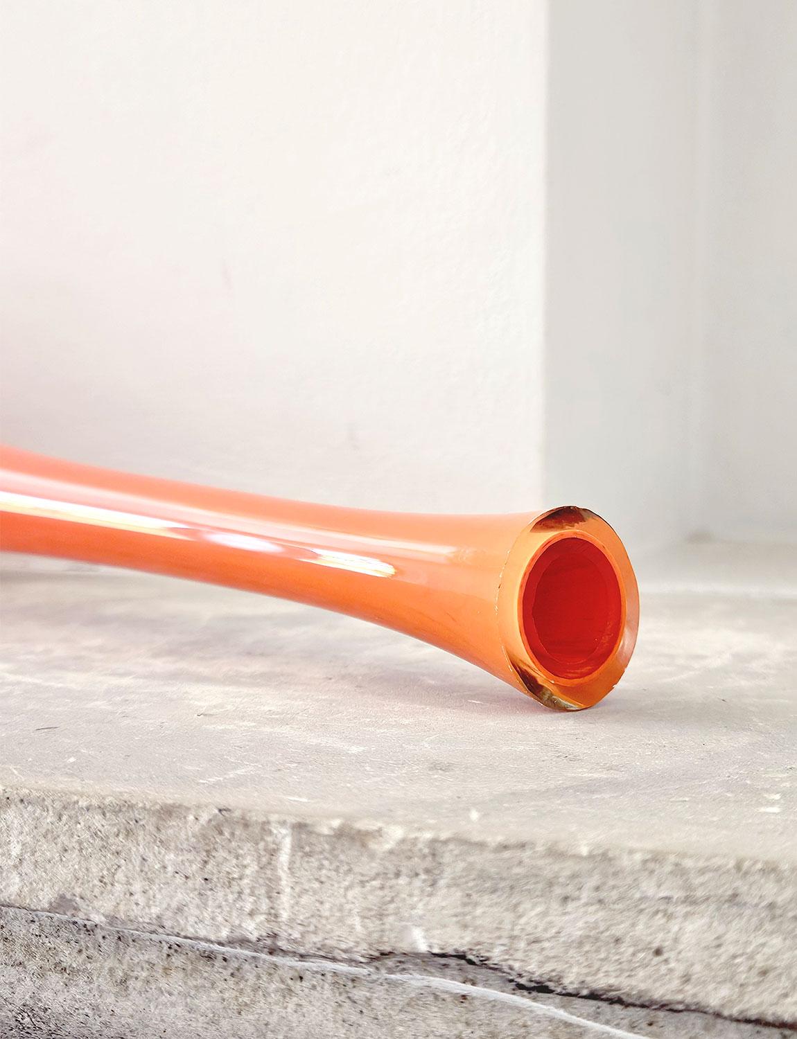 Very Tall 1970s Orange Murano Glass Vase by Franco Campo & Carlo Graffi In Excellent Condition In Florence, Tuscany