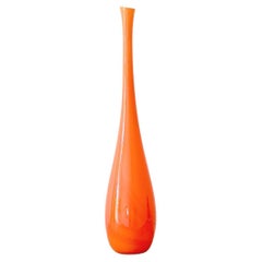 Very Tall 1970s Orange Murano Glass Vase by Franco Campo & Carlo Graffi