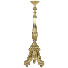 Very Tall 19th Century French Louis XVI Style Giltwood Pricket Candlestick
