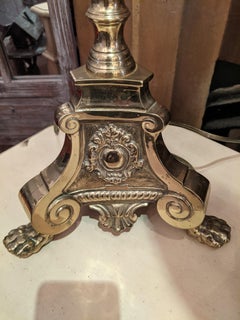 Very Tall Antique Brass Table Lamps